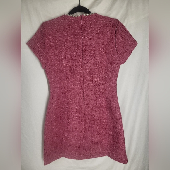 NEW Likely Alani Dress Size 8 Red Violet Short Sleeve Pink Tweed Wool Mini Dress - Picture 8 of 17